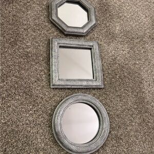 Geometric Silver Wall Mirror Set